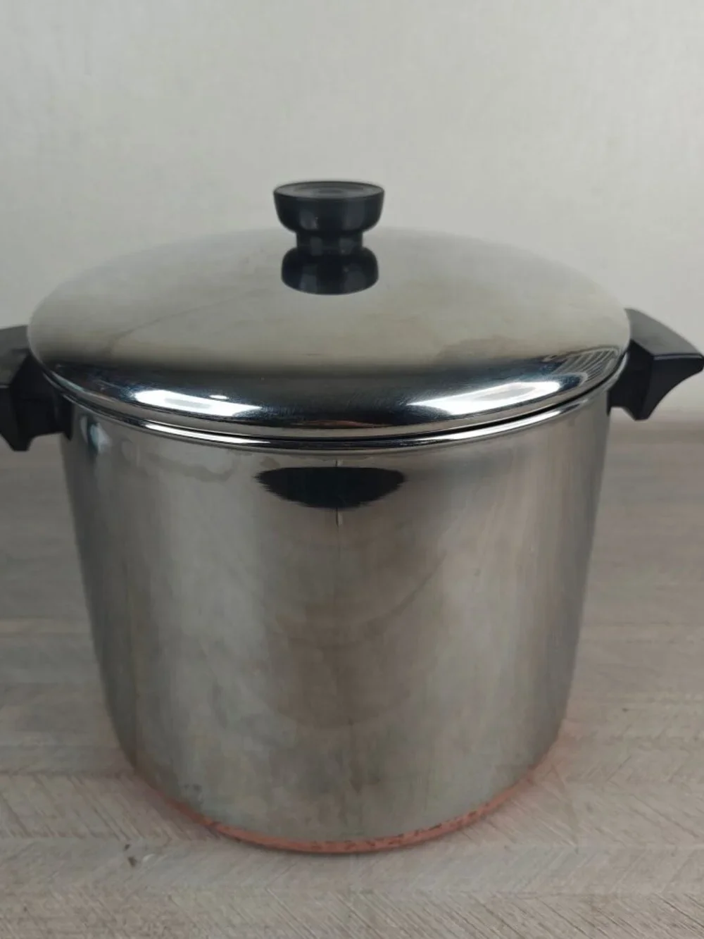 Vintage 1801 Revere Ware 8 Qt Stock Pot Copper Bottom Clinton Illinois USA